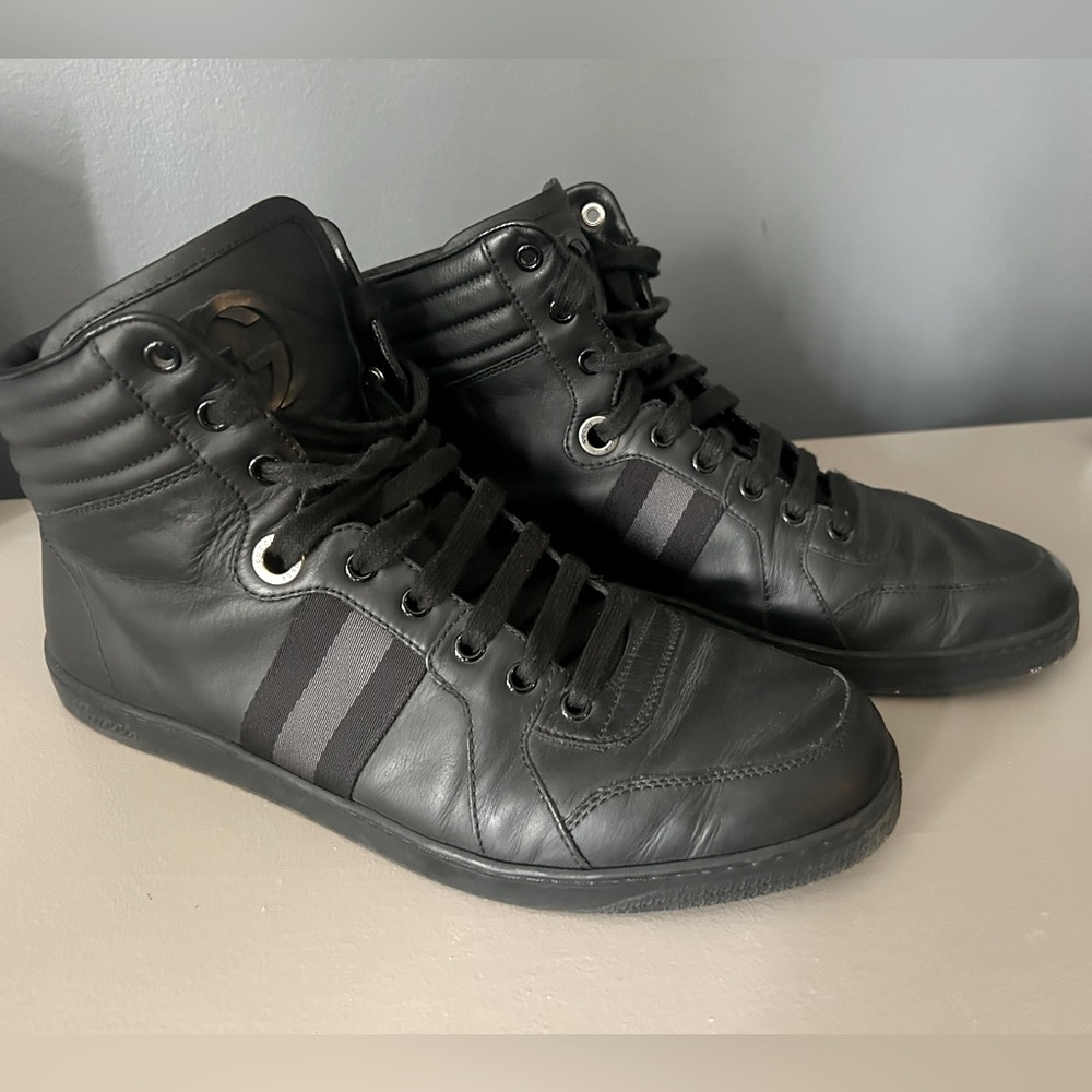 Gucci Black High-Top Leather Sneakers
